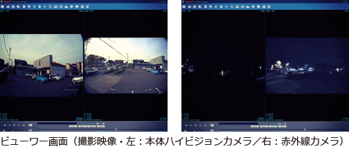 ビューワー画面(撮影映像・左:本体ハイビジョンカメラ/右:赤外線カメラ)